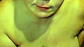 big tits milf opens wide for hot piss stream!
