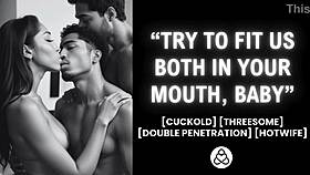 Hubby shares wife for double blowjob creampie, he explodes everywhere?