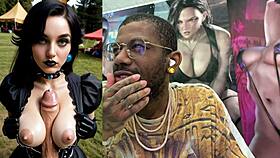 curvy goth slut teases cum-covered cock before cowgirl ride