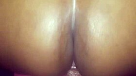 Ebony Cougar Secretly Worships Oiled Black Cock