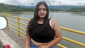 Abandoned curvy ebony bride helped by stranger ends in rough hardcore sex