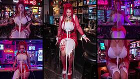 Whoa, full clothed redhead drenched in cum from messy creampie and shots