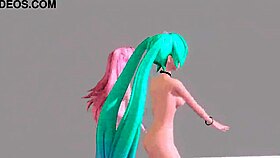 hatsune miku and luka perform world end dancehall nude mod