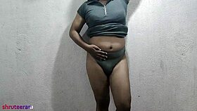 Indian Shemale's Olive Bikini Crossdressing Teases Horny Anal Solo Play