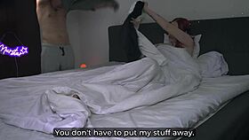 slipped into bed with cute redhead neighbor for new years creampie ride