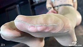 goddess's beautiful nylon feet tease close-up on desk 👠✨