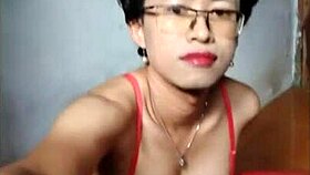 Asian Shemale Jerks Her Thick Cock Slowly and Sensually