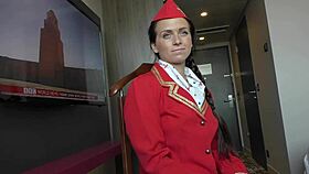 big butt hostess natalee bounces on huge bbc in uniform pov