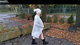 she flashes her natural tits outdoors in public