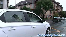 busty woman enjoys doggystyle and oral from older man