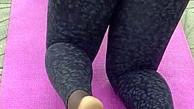 Ebony Milf Workout Exposes Spread Shaved Pussy