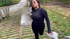 wanna see me fuck a stranger's huge cock in public park almost caught?