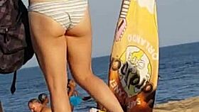 look at this skinny beach bitch caught candid with her ass out again