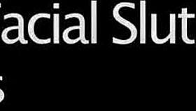 Horny fuck doll takes bukkake facial and swallows jizz! 💦😈