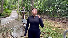 wanna see me fuck a stranger's huge cock in public park almost caught?