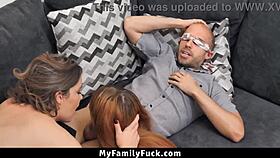 Blindfolded Milf Demands Service on Daddy's Dick in Hardcore Family Group Threesome Action