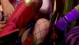 jennifer dark and gemma massey in lesbian threesome using toys on huge tits