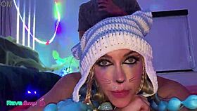 khloe kapri's wet pussy throbs under pounding in rave bunny suit