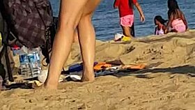 look at this skinny beach bitch caught candid with her ass out again