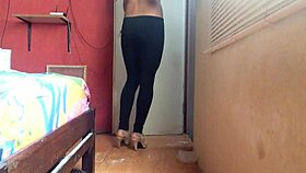 Shemale sways seductively in sky-high heels!