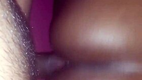 Ebony Cougar Secretly Worships Oiled Black Cock