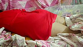 Desi woman relaxes with full body massage on big curves