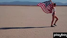 willa prescott's huge natural tits bare in desert striptease pose