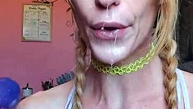 vanessa hastings gags on dildo with messy spit deepthroat humiliation