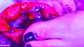Wanna see my bare toes crush this juicy wet fruit slowly?