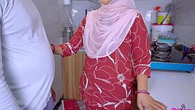 hot hijabi bent over kitchen fucked rough cum in hairy pussy