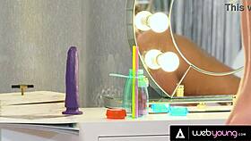 petite emily's ass pounded raw by lina mercury and poppy pleasure's dildo party