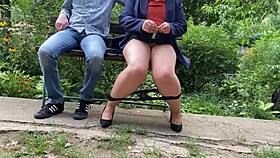 Sexy milf bangs hard in public park