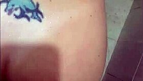 Amateur slut spread wide doggystyle on bathroom floor for deep condom pounding POV