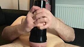 I stroke my fleshlight hard, fuck it deep until massive cum explosion