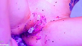Wanna see my bare toes crush this juicy wet fruit slowly?