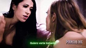 Petite latina milf seduces blonde for hot creampie finish