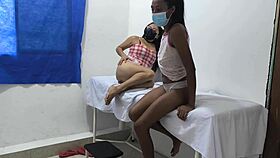 Horny Mexican lesbians grope tits butts in doctor's office! 🍑👩‍⚕️