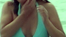 Wife flashes huge tits on beach strips naked fingers pussy hunts cock voyeur