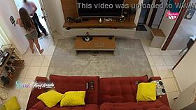 naughty milf greets delivery guy with sloppy suck to creamy finish