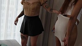 hooters girl gets wedgie tease from roommate in dorm fun