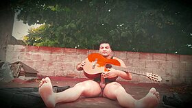 Outdoor guitarjob strokes my muscular monster cock screaming sexy 😩 Bodybuilder solo bliss!