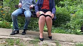Sexy milf bangs hard in public park