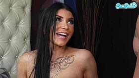 busty tattooed romi rain seduces victor ray for rough bedroom pounding