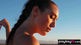 willa prescott's huge natural tits bare in desert striptease pose