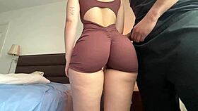 athletic fitness girl bends over in gym clothes craving her big ass fucked by monster cock