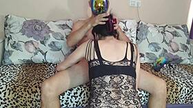 Masked Couple Teases Intense Homemade Mirror Pounding