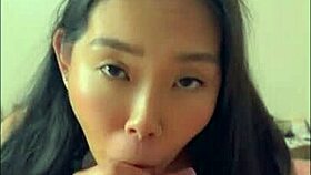 beautiful asian cosplay goddess slurps cock and takes deep missionary pounding