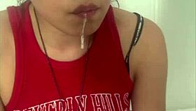 Petite Japanese teen Asia Lee gags deepthroating huge muscular cock facefuck!