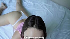 cheating wife moans with lover while chatting husband on phone during creampie