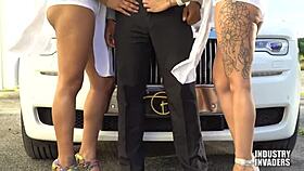 luxury blowjobs turn sloppy deepthroat on big black cock outdoors